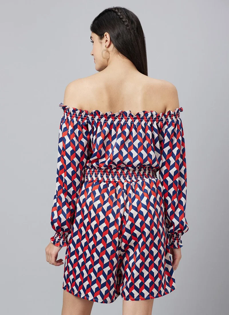 globus  Globus Women Geometric Printed Off-Shoulder Playsuit for Women | Best Price UAE